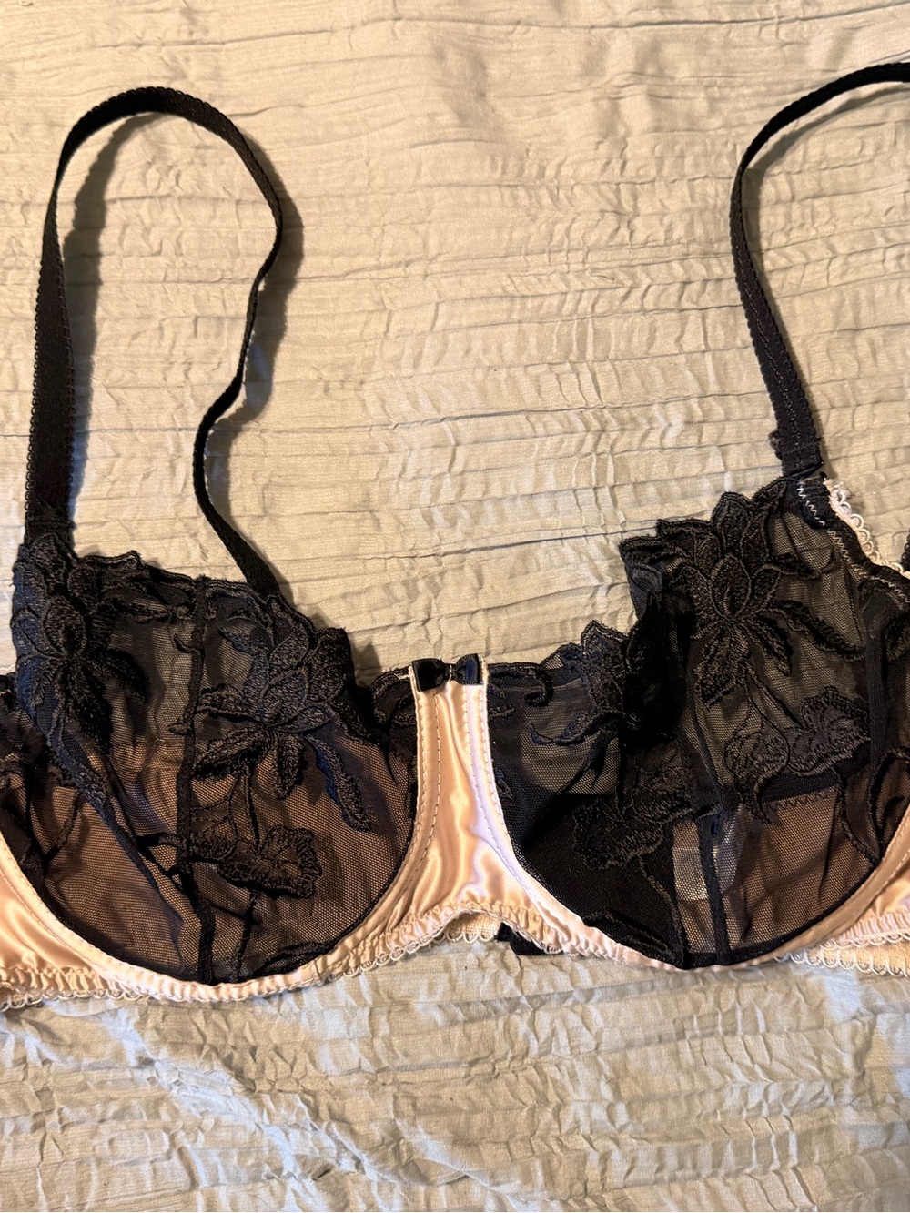 Hand made Sheer Lace Underwire Bra in Black and Nude